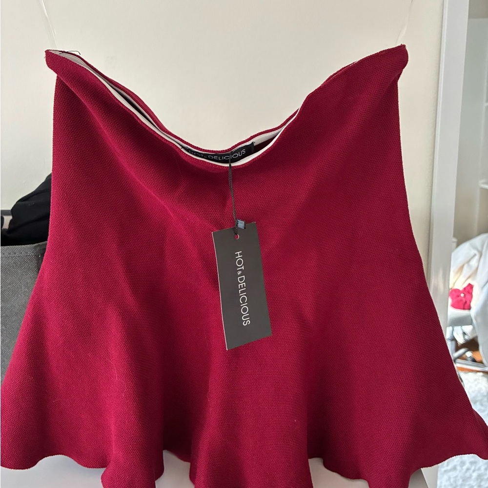 Hot & Delicious Deep Burgundy Textured Skirt